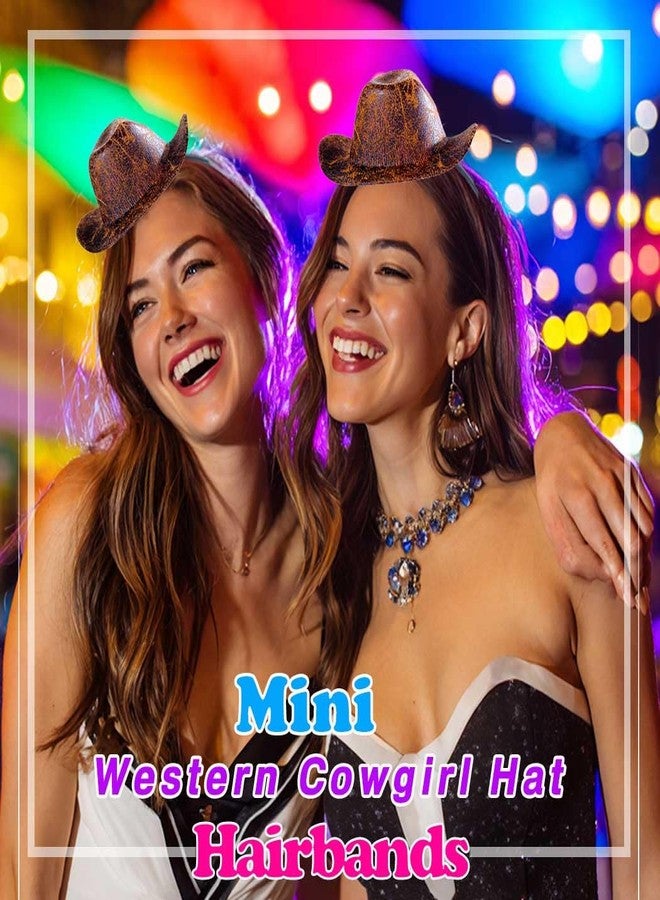 Firuilo Cowgirl Hat Headband Mini Cowboy Hat Headbands Western Cowboy Hairbands Cowgirl Costume Hair Accessories for Women (A-Brown, One Size) - Image 4